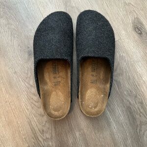 Birkenstock Anthracite Wool Slip-Ons